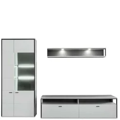 Wohnwand in Weiß und Schwarzgrau - Loazin (dreiteilig)^Wohnen Best