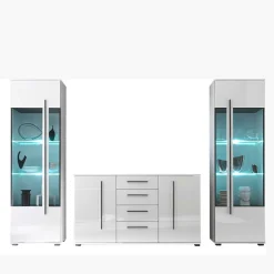 Wohnen Wohnwand Jetongos in Hochglanz Weiß (dreiteilig)