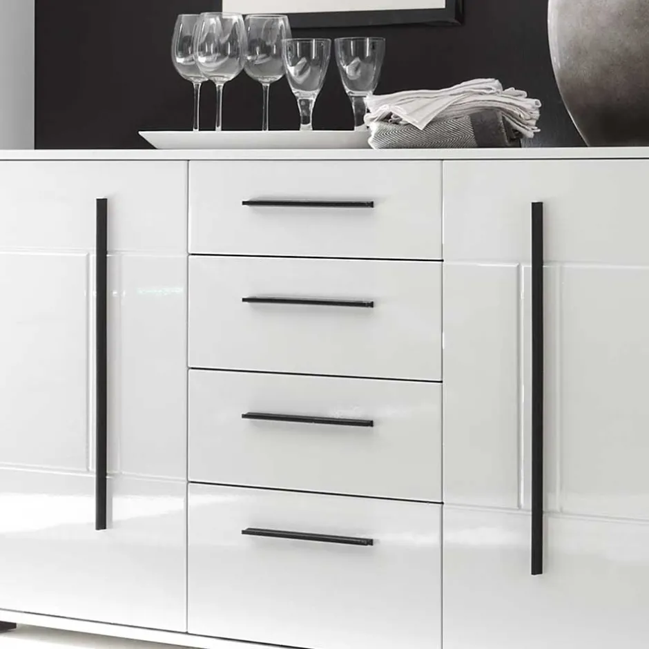 Wohnen Wohnwand Jetongos in Hochglanz Weiß (dreiteilig)