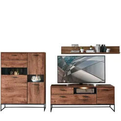 Wohnen Wohnwand Möbel im Industrial Style - Xindus (dreiteilig)