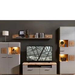 Wohnwand Möbel in Grau & Eiche - Fraguca (vierteilig)^Wohnen Discount