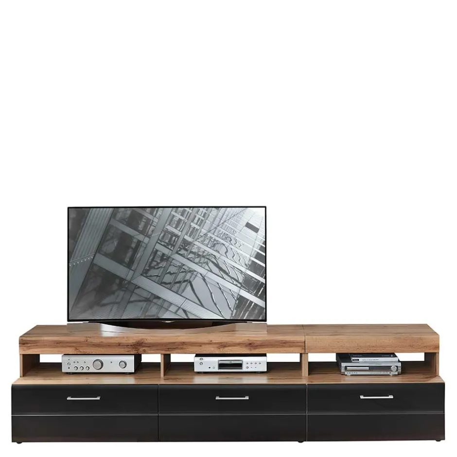 Wohnwand Möbel in Schwarz & Wildeiche - Kandu (fünfteilig)^Wohnen Clearance