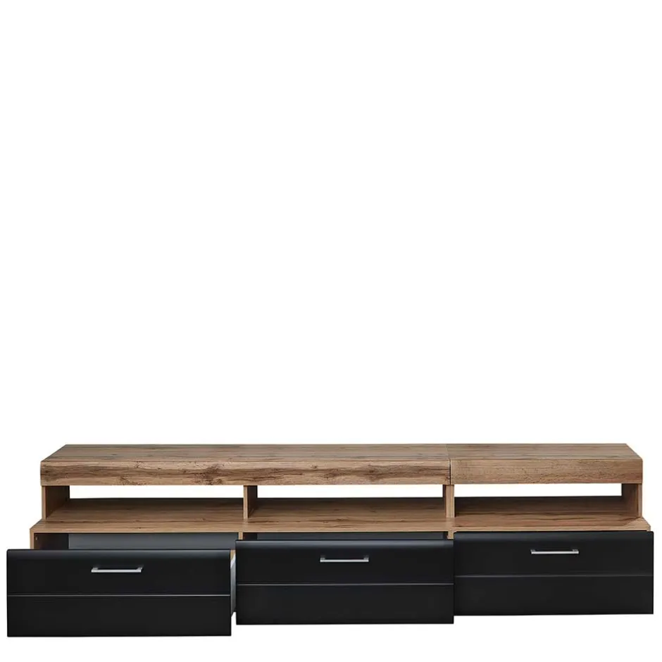 Wohnwand Möbel in Schwarz & Wildeiche - Kandu (fünfteilig)^Wohnen Clearance