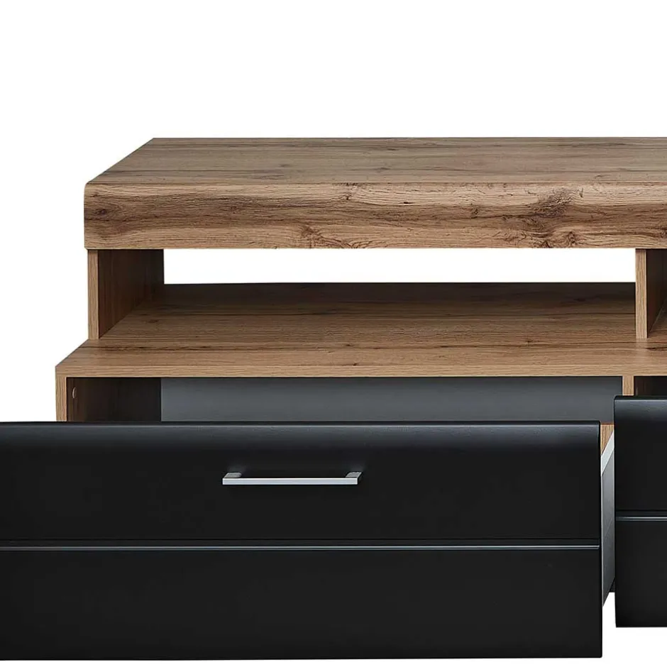 Wohnwand Möbel in Schwarz & Wildeiche - Kandu (fünfteilig)^Wohnen Clearance