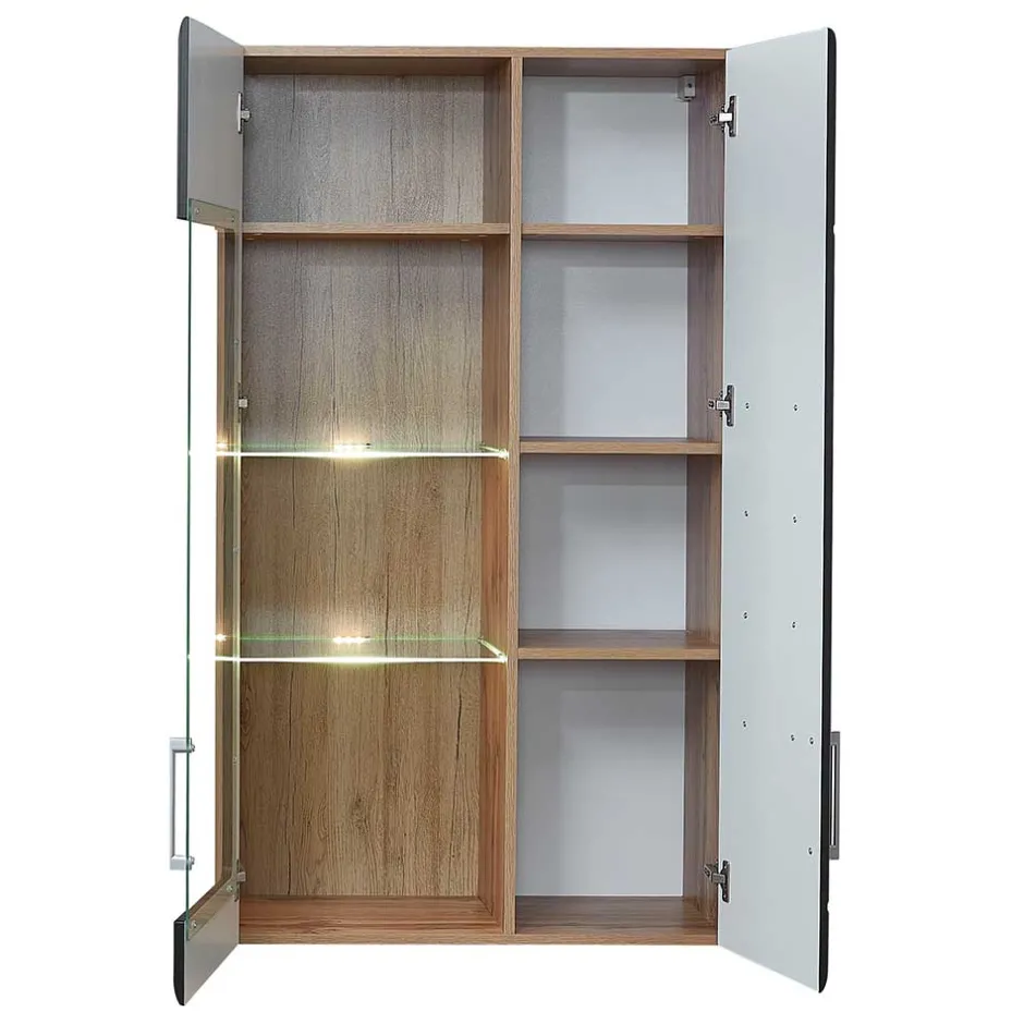 Wohnwand Möbel in Schwarz & Wildeiche - Kandu (fünfteilig)^Wohnen Clearance