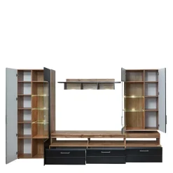 Wohnwand Möbel in Schwarz & Wildeiche - Kandu (fünfteilig)^Wohnen Clearance