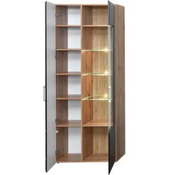 Wohnwand Möbel in Schwarz & Wildeiche - Kandu (fünfteilig)^Wohnen Clearance