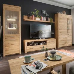 Wohnen Wohnwand Möbel Set aus Wildeiche - Loitons (vierteilig)