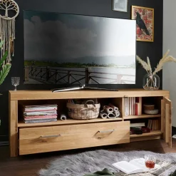 Wohnen Wohnwand Möbel Set aus Wildeiche - Loitons (vierteilig)