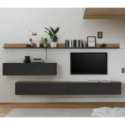 Wohnen Wohnwand Möbelkombination Set - Ahilav (fünfteilig)