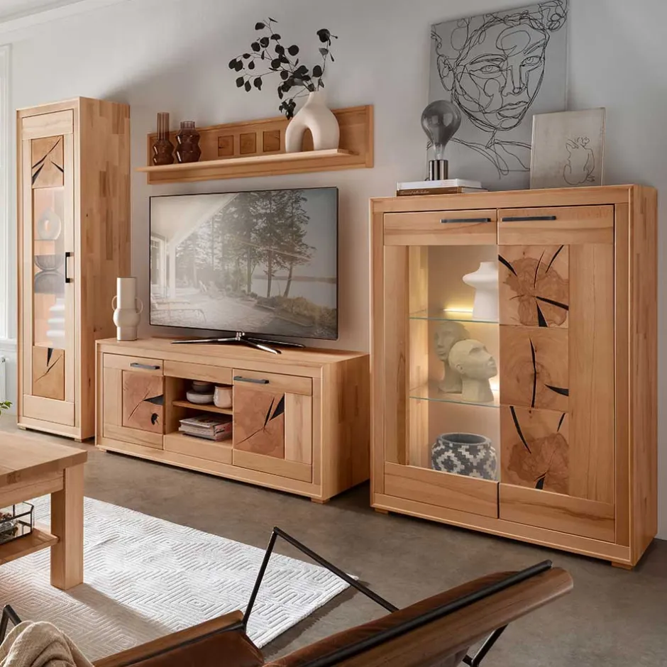 Wohnwand Möbelset aus Massivholz - Sarosca (vierteilig)^Wohnen