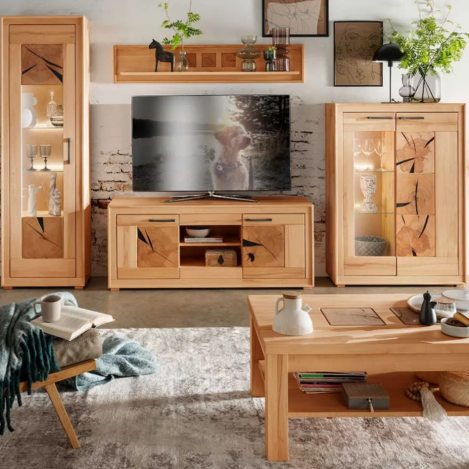 Wohnwand Möbelset aus Massivholz - Sarosca (vierteilig)^Wohnen