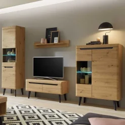 Wohnen Wohnwand Möbelset Skandi Style - Olcian (vierteilig)