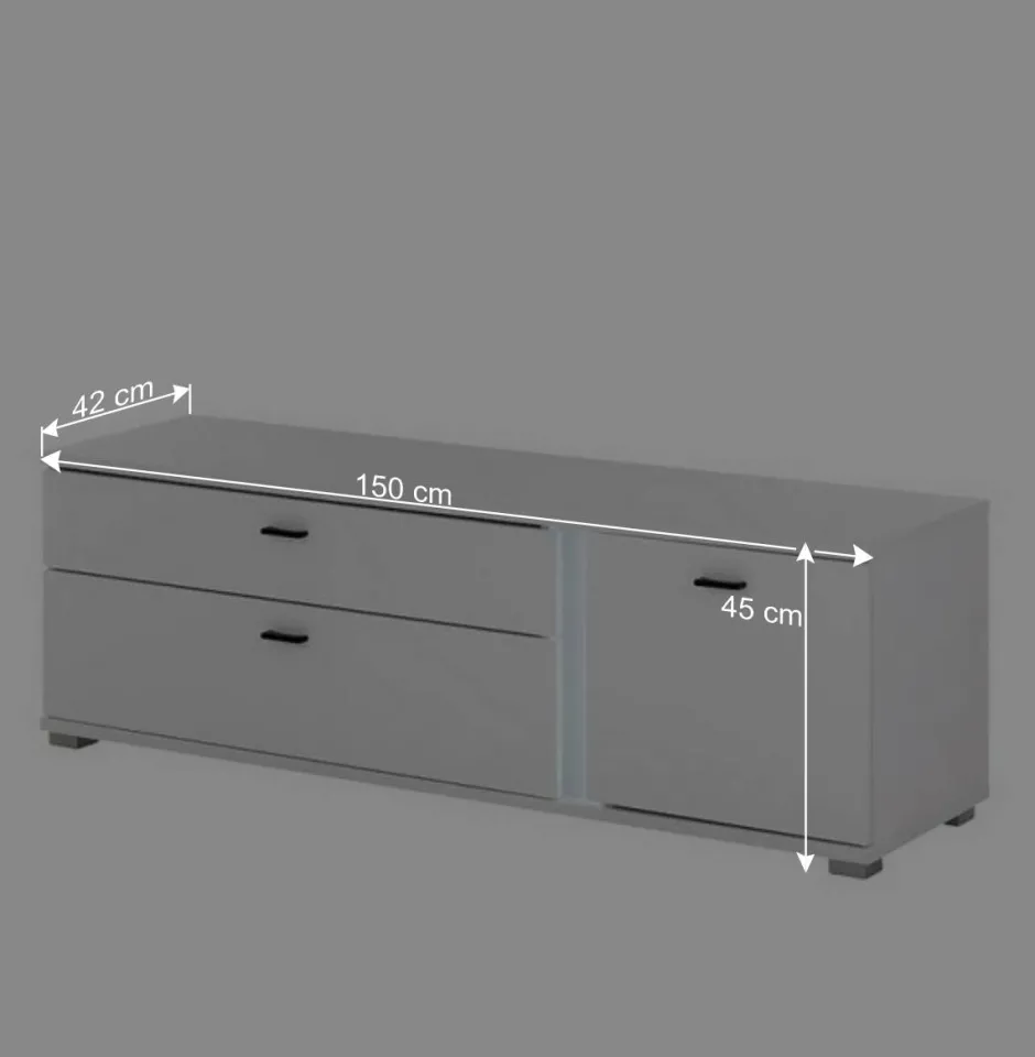 Wohnwand mit LED Licht Möbelset - Tirol (vierteilig)^Wohnen Hot