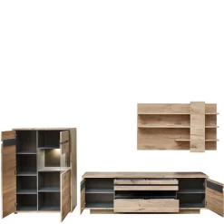 Wohnen Wohnwand Schränke im Holzdekor - Zelio (dreiteilig)