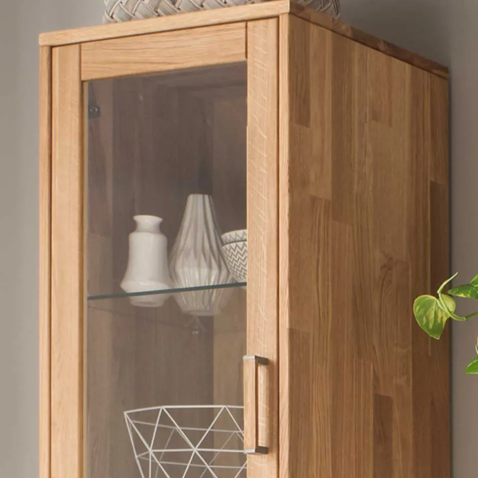 Wohnwand Standvitrine aus Holz - Teano^Wohnen Clearance