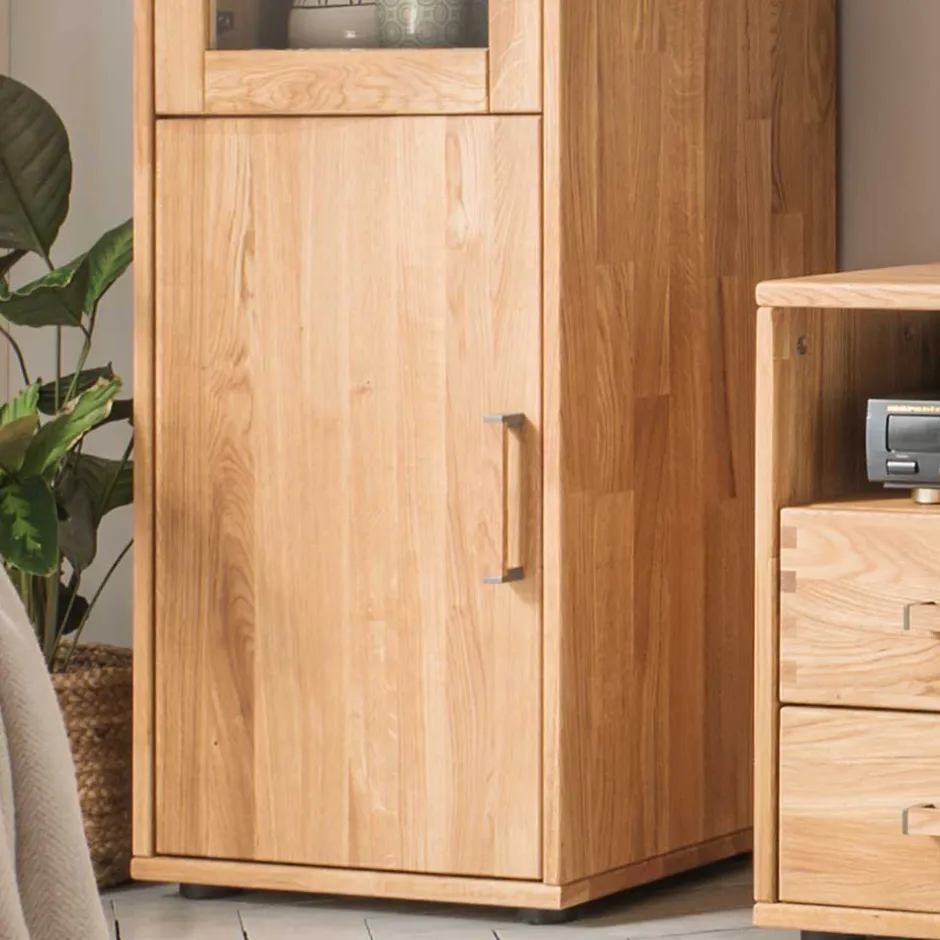 Wohnwand Standvitrine aus Holz - Teano^Wohnen Clearance