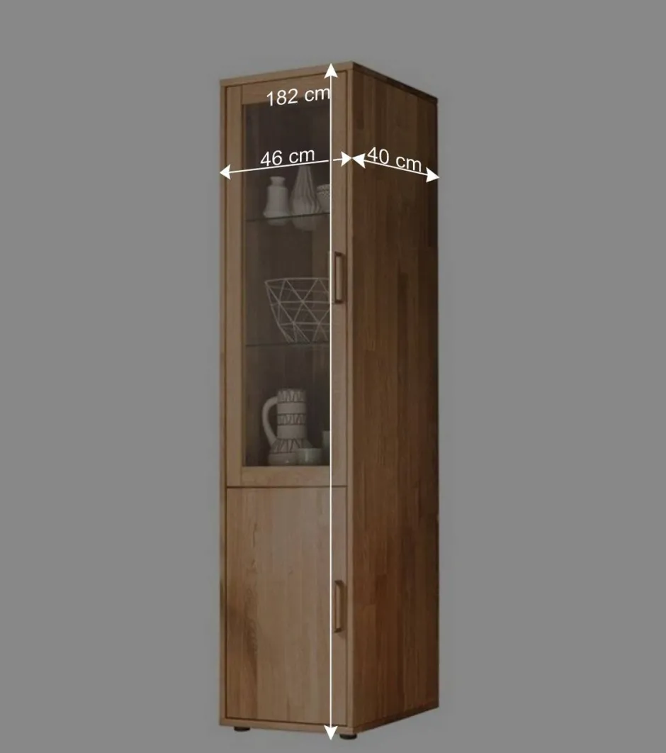 Wohnwand Standvitrine aus Holz - Teano^Wohnen Clearance