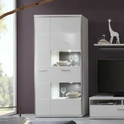 Wohnen Wohnwand Tacroma in Weiß Hochglanz (fünfteilig)