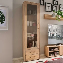 Wohnen Wohnwand Vitrine in Eiche Bianco - Dulciana