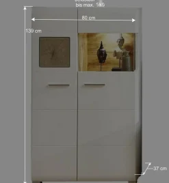 Wohnen Wohnwand Vitrine in Weiß Eiche - Lisepio