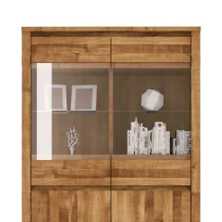 Wohnwand Vitrine Nadalia aus Wildeiche Massivholz^Wohnen Discount
