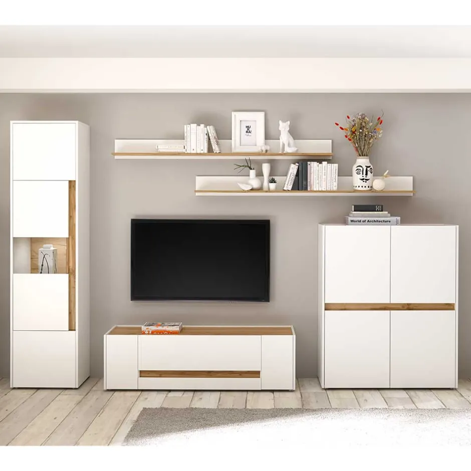 Wohnen Wohnzimmer Anbauwand 340 cm breit - Nonessia (fünfteilig)