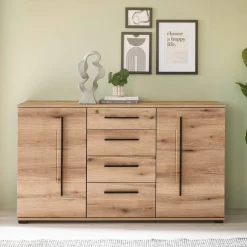 Wohnen Wohnzimmer Anbauwand in Eiche - Brocus (dreiteilig)