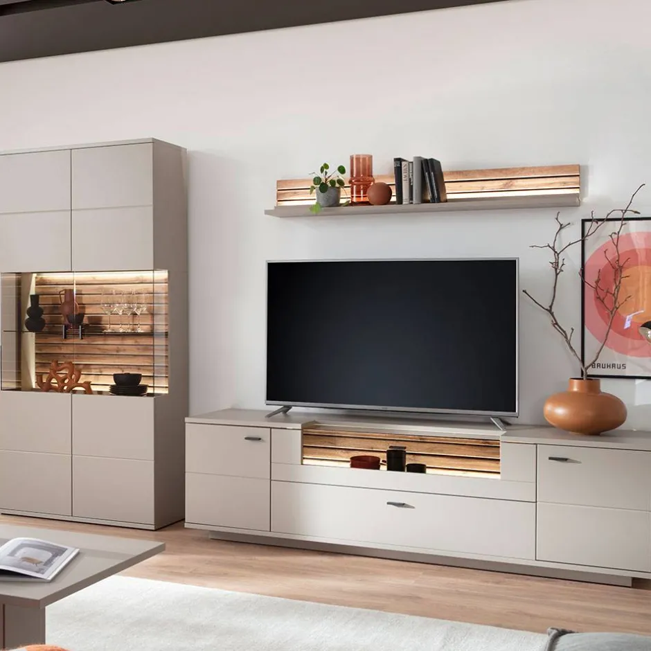 Wohnzimmer Anbauwand in Grau - Teorina (dreiteilig)^Wohnen Discount