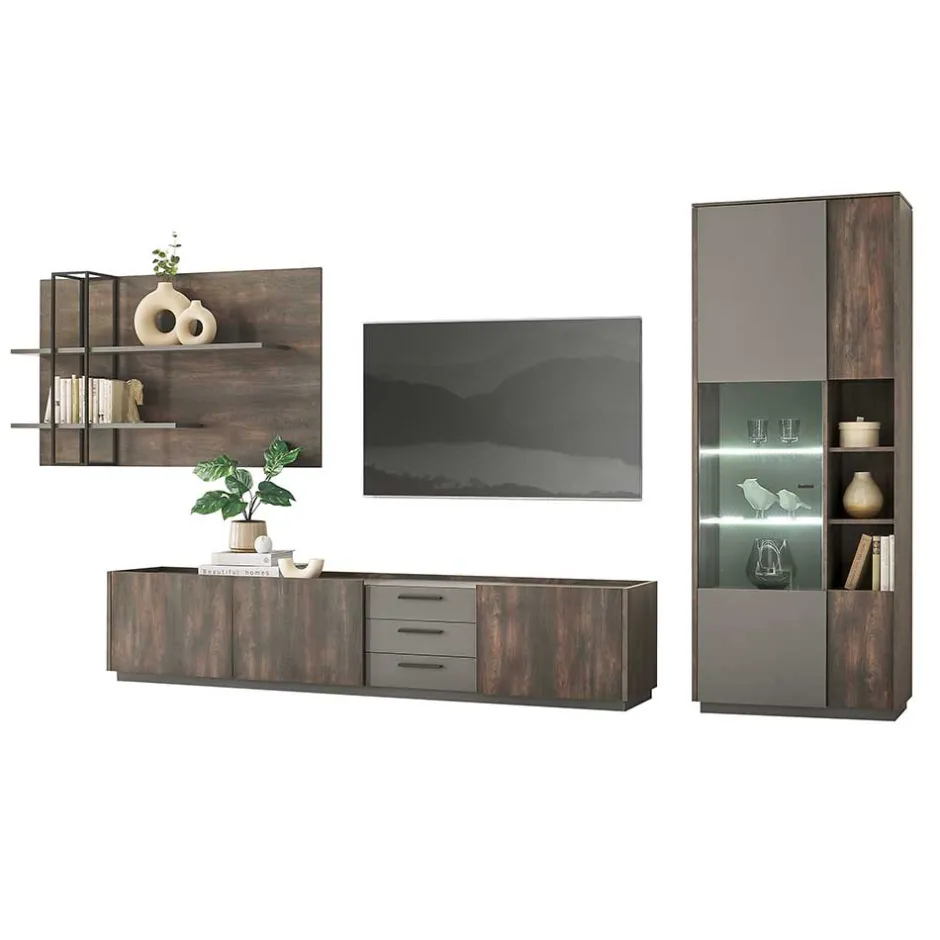 Wohnzimmer Anbauwand Möbel-Kombi - Mundo (dreiteilig)^Wohnen Outlet