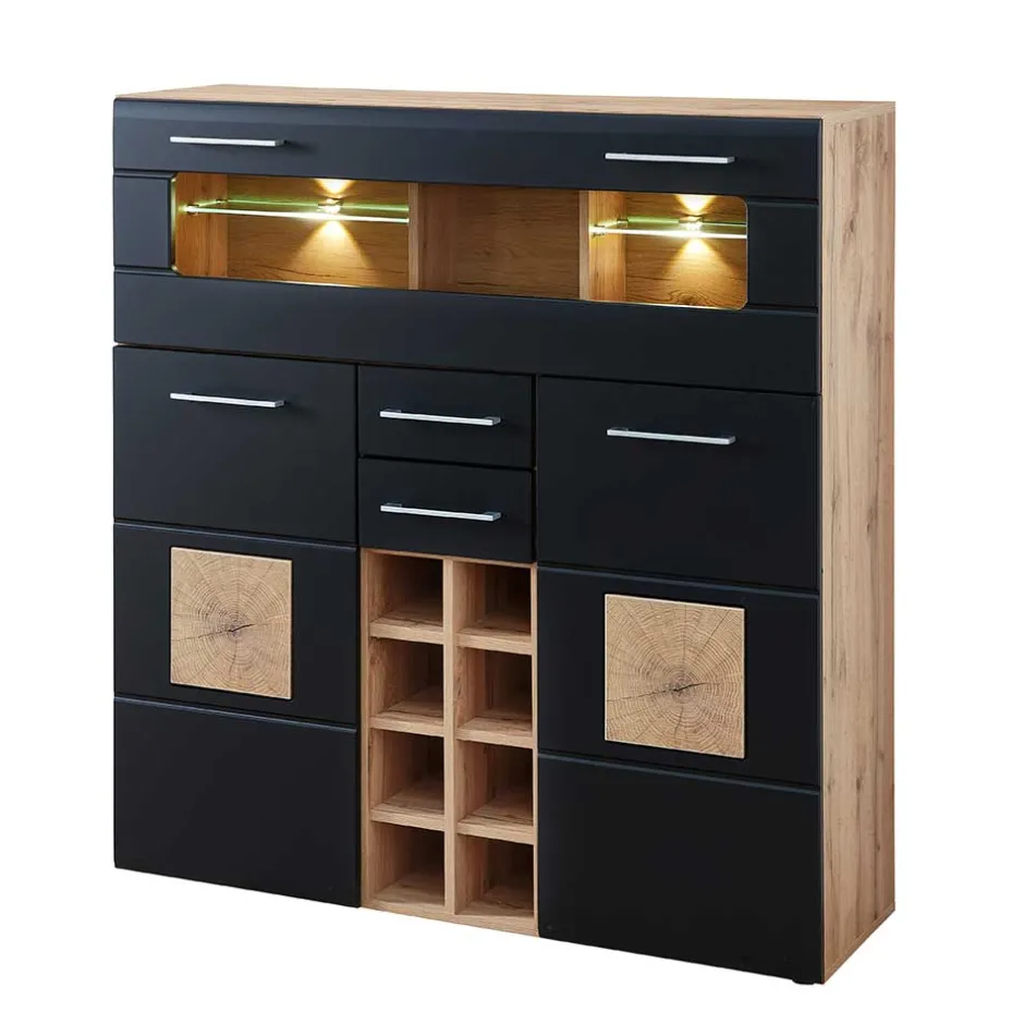 Wohnen Wohnzimmer Barschrank in Schwarz & Wildeiche - Kandu