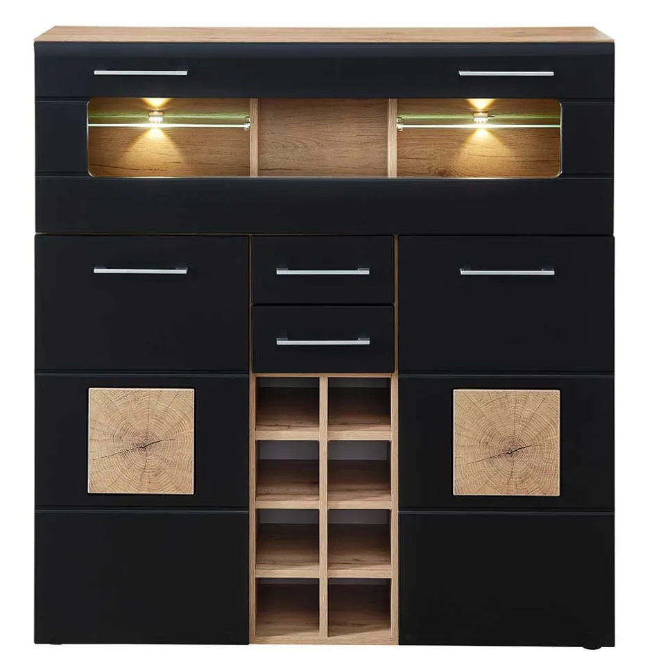 Wohnen Wohnzimmer Barschrank in Schwarz & Wildeiche - Kandu
