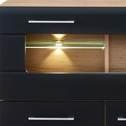 Wohnen Wohnzimmer Barschrank in Schwarz & Wildeiche - Kandu