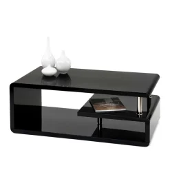 Wohnen Wohnzimmer Couchtisch in Schwarz hochglänzend - Jusip