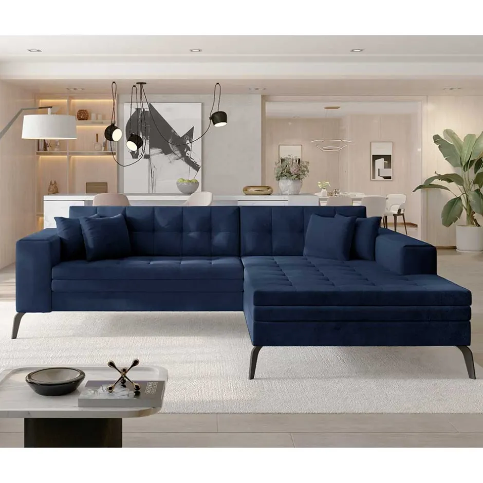 Wohnen Wohnzimmer Eckcouch in Dunkelblau - Asbro