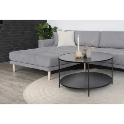 Wohnen Wohnzimmer Ecksofa in Hellgrau mit Buche - Lelyo