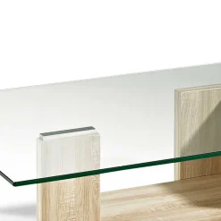 Wohnzimmer Glastisch auf Säulengestell mit Ablage - Durense^Wohnen Best