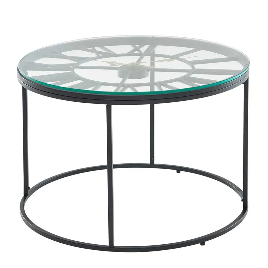 Wohnen Wohnzimmer Glastisch mit Zifferblatt - Uhren Look - Jannios