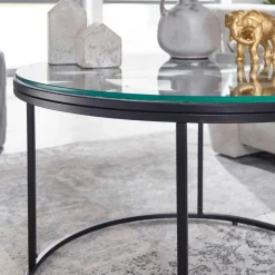 Wohnen Wohnzimmer Glastisch mit Zifferblatt - Uhren Look - Jannios