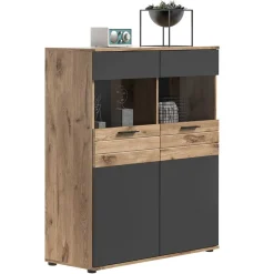 Wohnzimmer Highboard mit Glaseinsätzen - Lucios^Wohnen