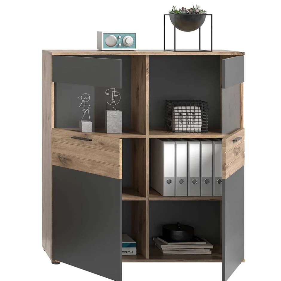 Wohnzimmer Highboard mit Glaseinsätzen - Lucios^Wohnen