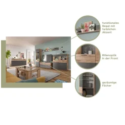 Wohnzimmer Highboard mit Glaseinsätzen - Lucios^Wohnen