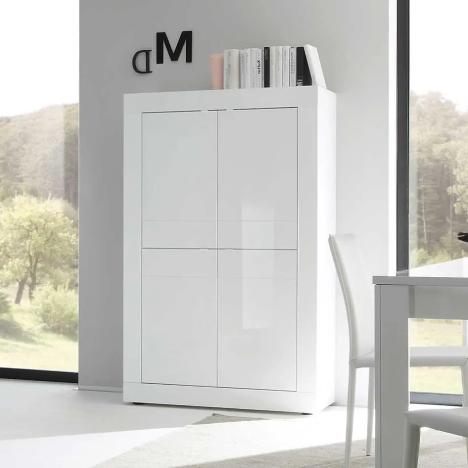 Wohnen Wohnzimmer Highboard Sogno in Hochglanz Weiß