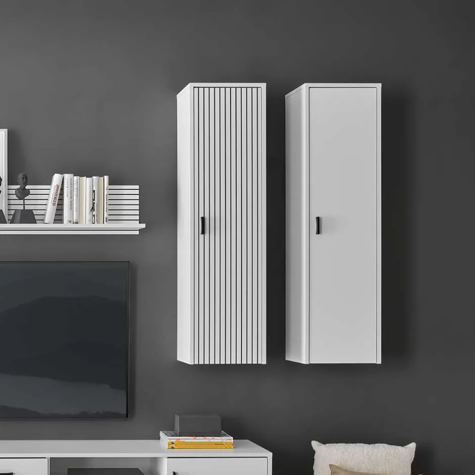 Wohnen Wohnzimmer Hängeschrank in Mattweiß - Dualkos