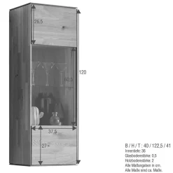 Wohnen Wohnzimmer Hängeschrank mit Glas - Sinta