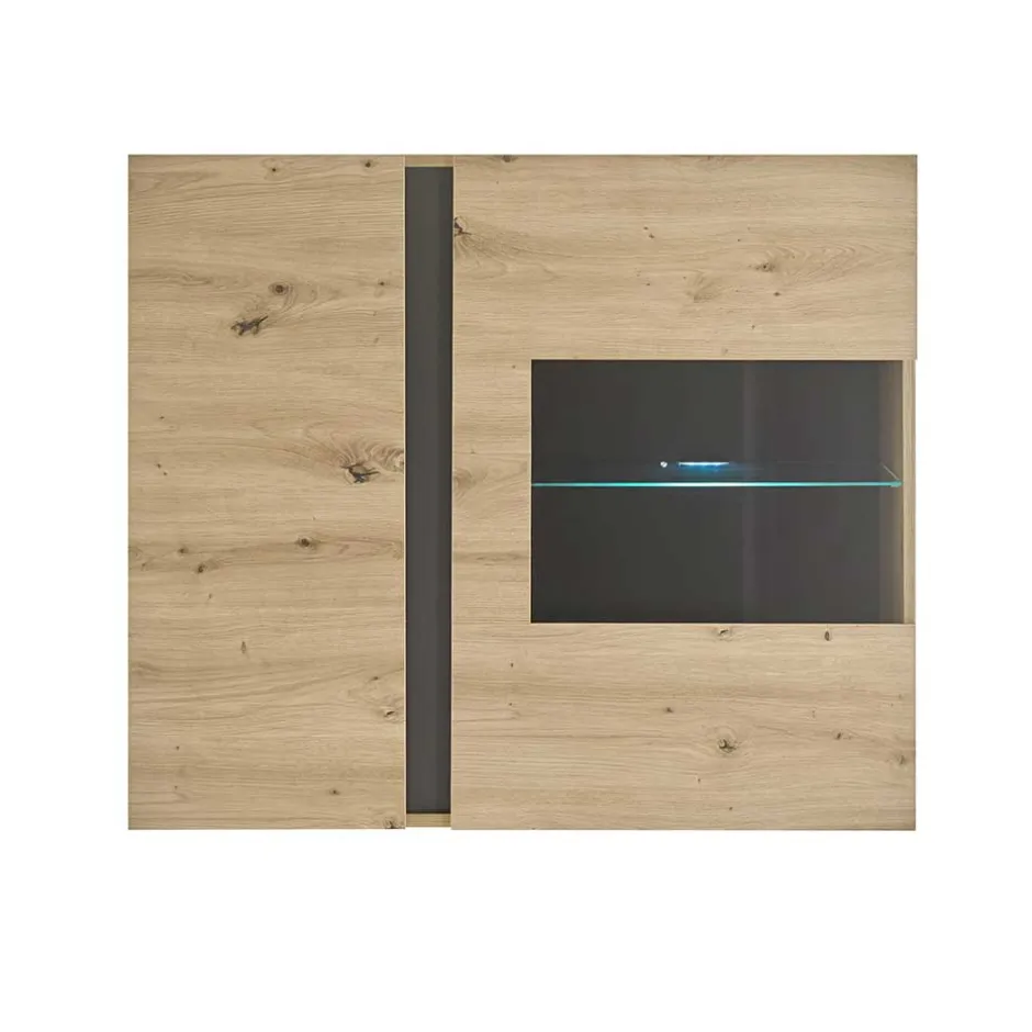 Wohnen Wohnzimmer Hängeschrank mit Glas Einsatz 2-türig - Lairian