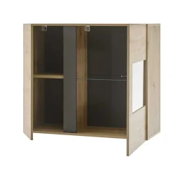 Wohnen Wohnzimmer Hängeschrank mit Glas Einsatz 2-türig - Lairian