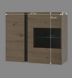 Wohnen Wohnzimmer Hängeschrank mit Glas Einsatz 2-türig - Lairian