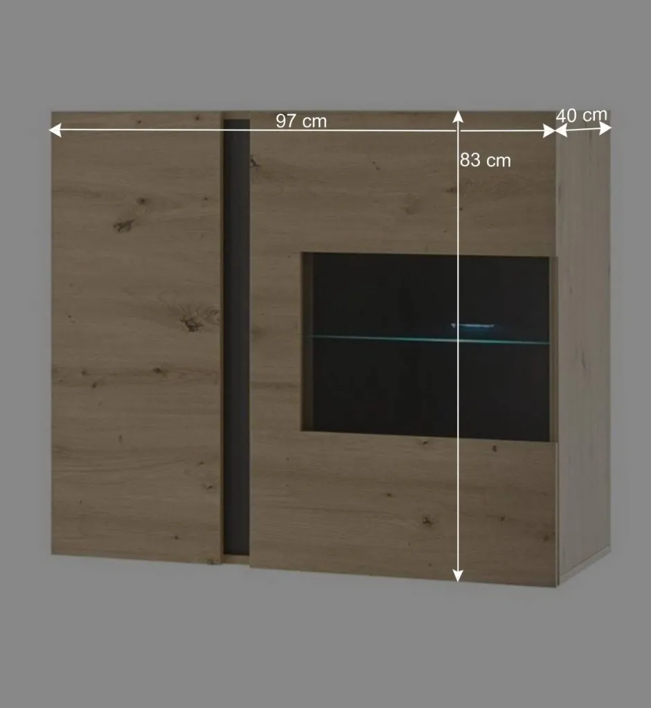 Wohnen Wohnzimmer Hängeschrank mit Glas Einsatz 2-türig - Lairian