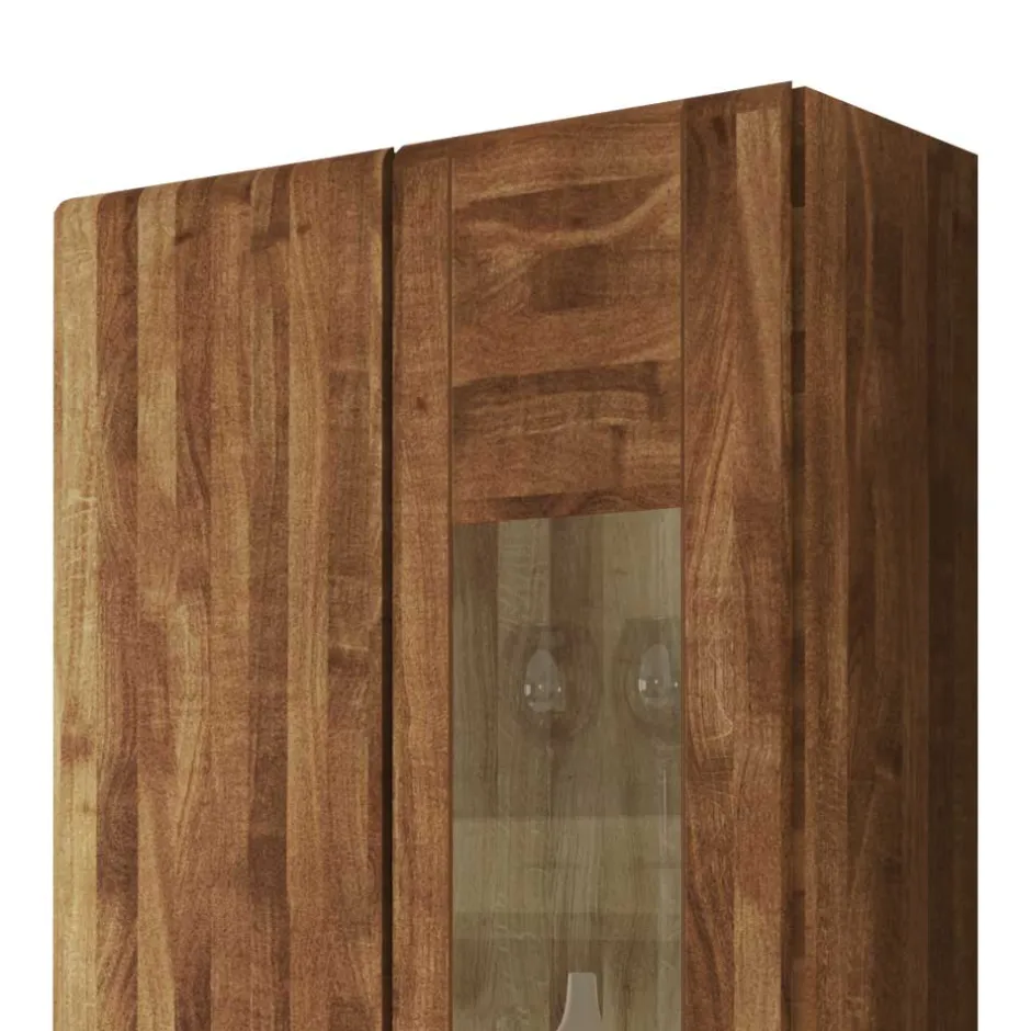 Wohnen Wohnzimmer Hängevitrine Vaskov aus Wildeiche Massivholz